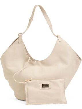 Viola Castellani Luxurious, Soft Cream Leather Hobo Bag W/Matching Pouch NWT